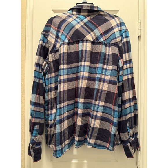 OP Ocean Pacific Flannel Shrit Mens Size 2XL Plaid Long Sleeve Button Up Cotton - Picture 2 of 3